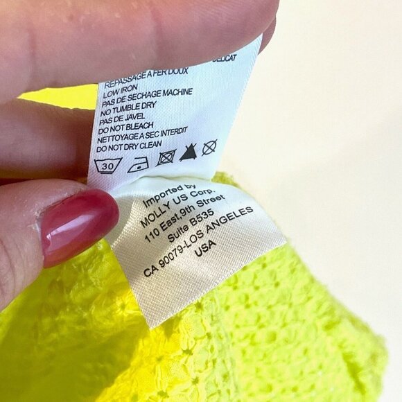 Lili Sidonio Molly Bracken Button Up Blouse Top Womens S Yellow Collared Eyelet - Picture 8 of 10